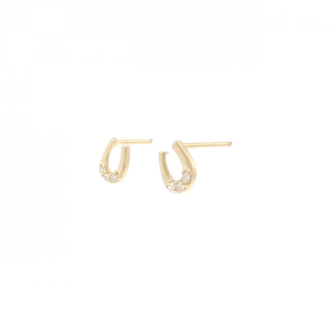 K18YG ホースシュー ダイヤモンド ピアス