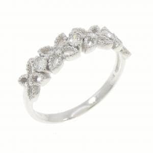 K18WG フラワー ダイヤモンド リング 0.10CT