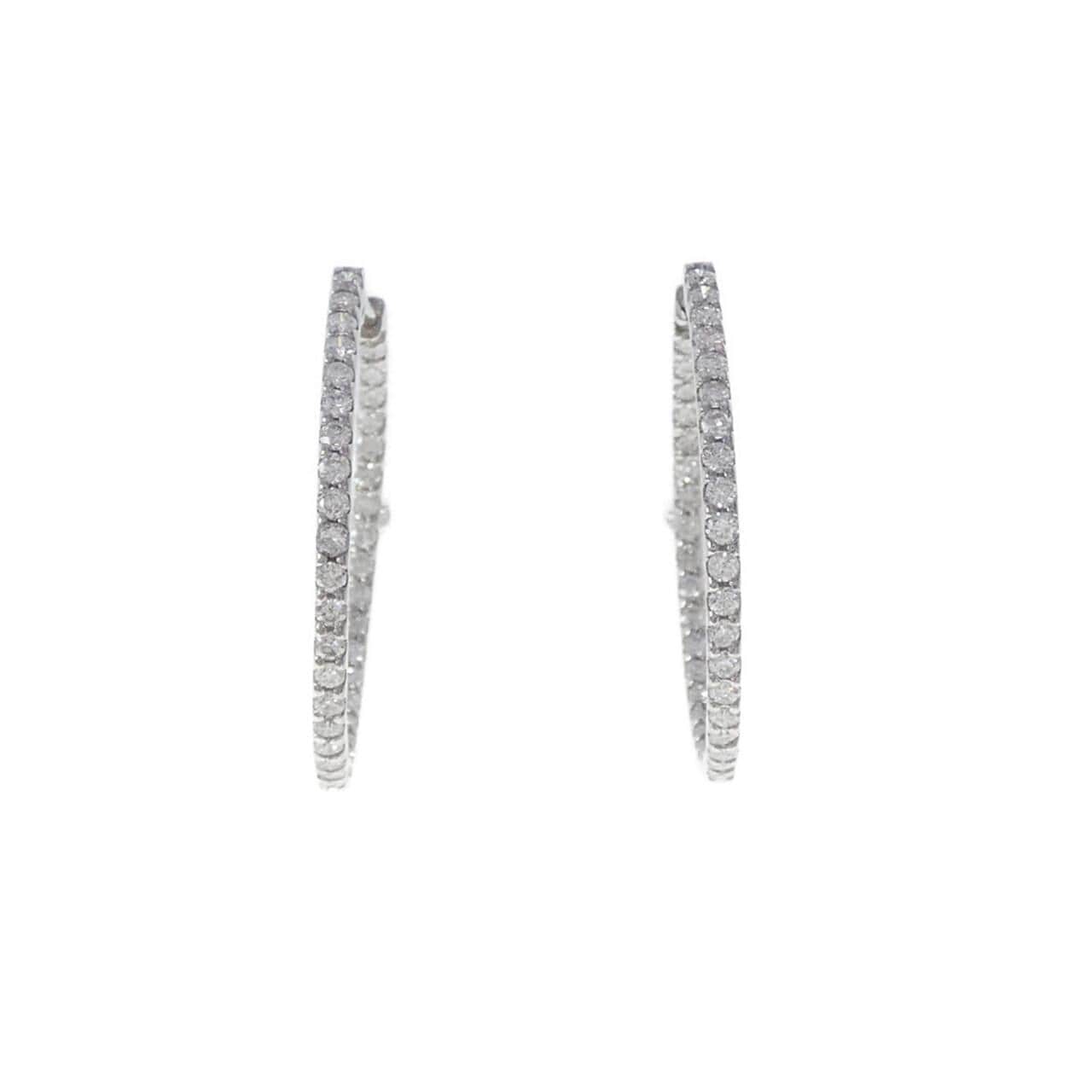 K18WG hoop Diamond earrings 1.00CT