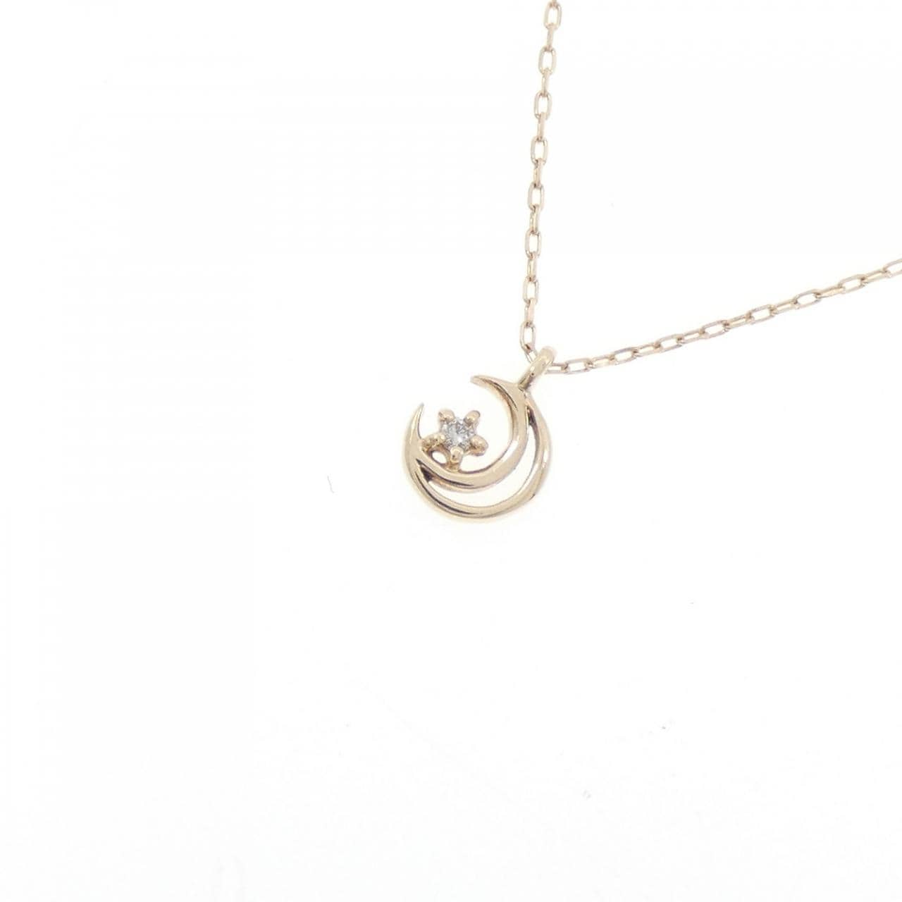 K10YG ムーン ダイヤモンド ネックレス