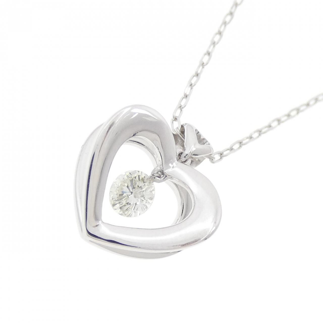 K18WG ハート ダイヤモンド ネックレス 0.23CT