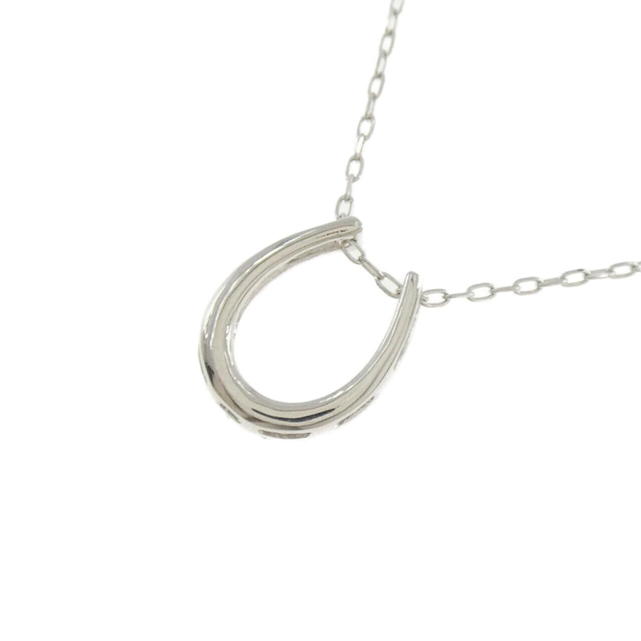 K18WG ホースシュー ダイヤモンド ネックレス 0.20CT