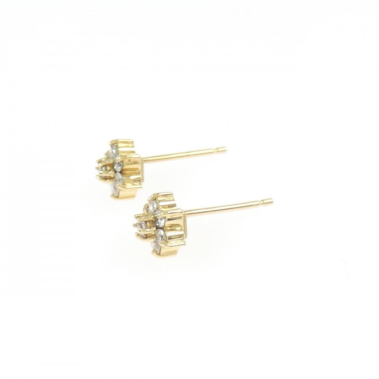 K18YG フラワー ダイヤモンド ピアス 0.30CT