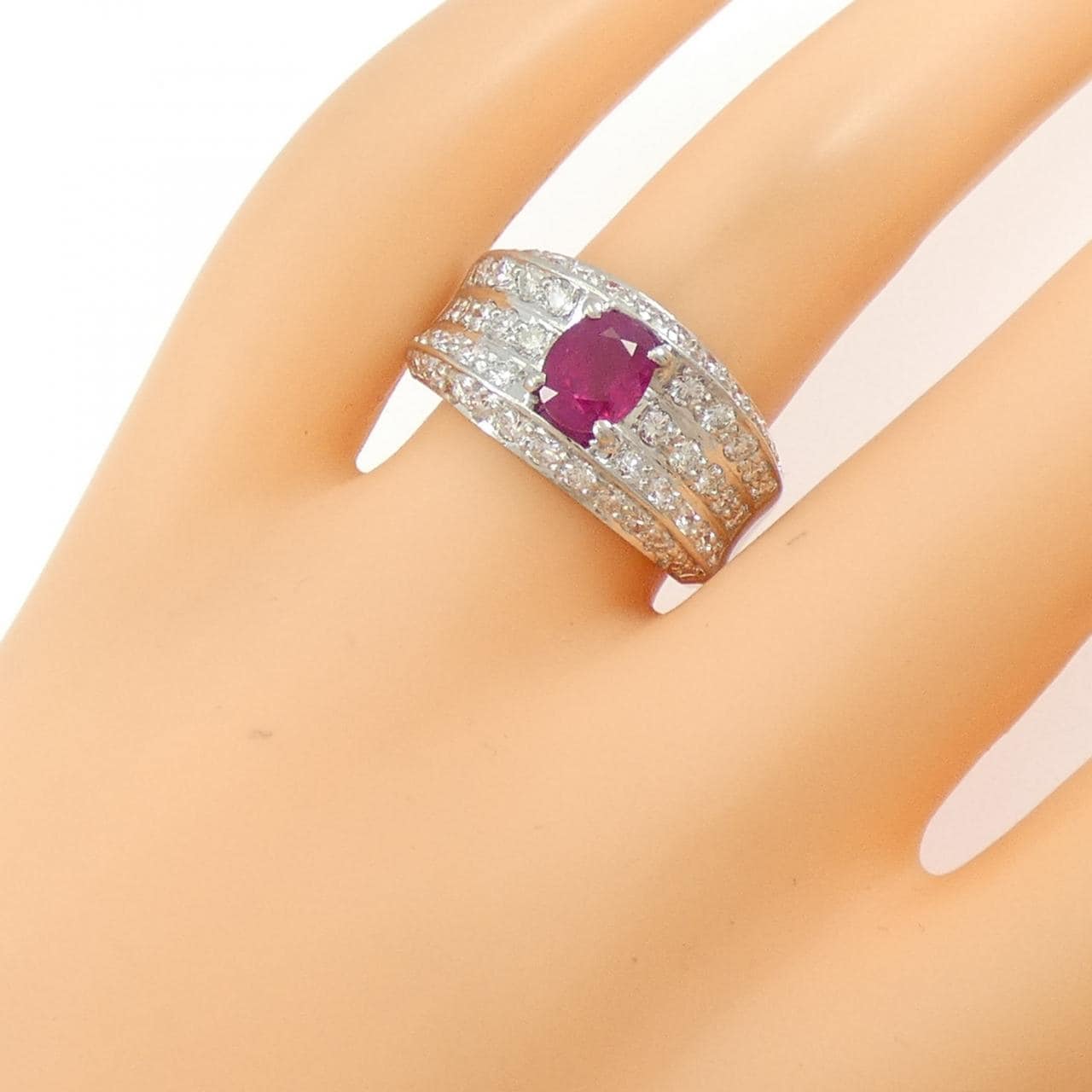 PT 非加熱 ルビー リング 1.35CT ビルマ産