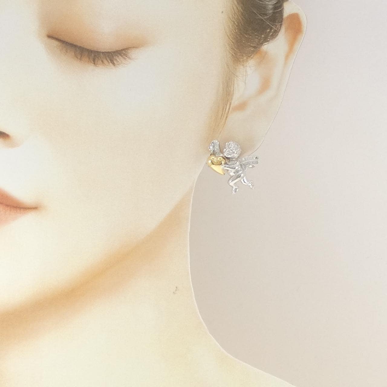 K18WG/K14WG/K18YG エンジェル ダイヤモンド ピアス 0.106CT