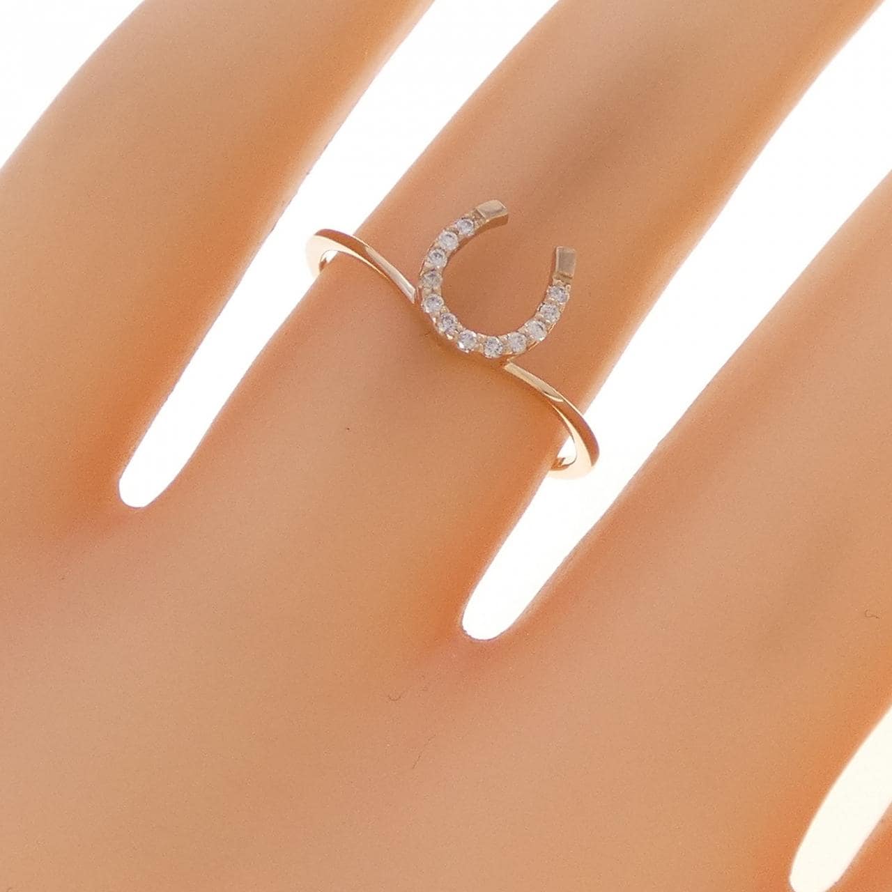 K18PG ホースシュー ダイヤモンド リング 0.05CT