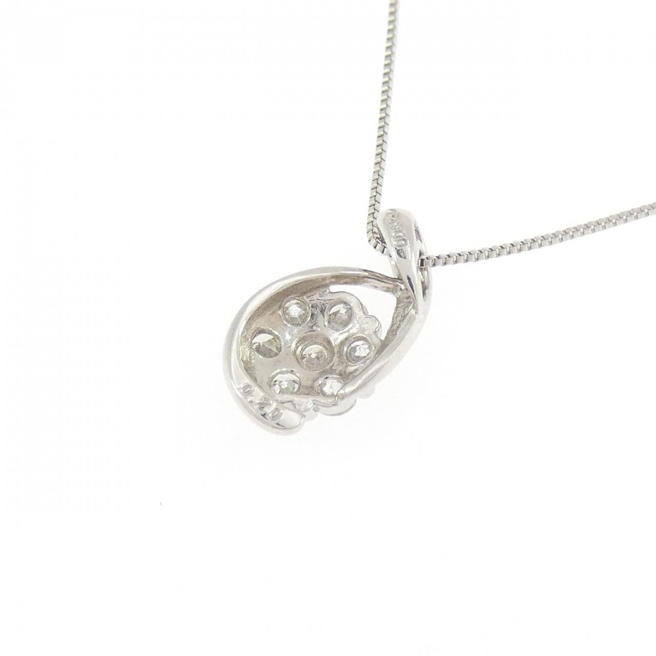 PT900/PT850 フラワー ダイヤモンド ネックレス 0.20CT