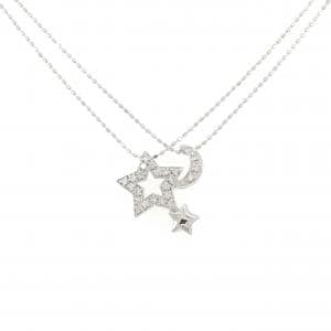 K18WG スター×ムーン ダイヤモンド ネックレス 0.15CT