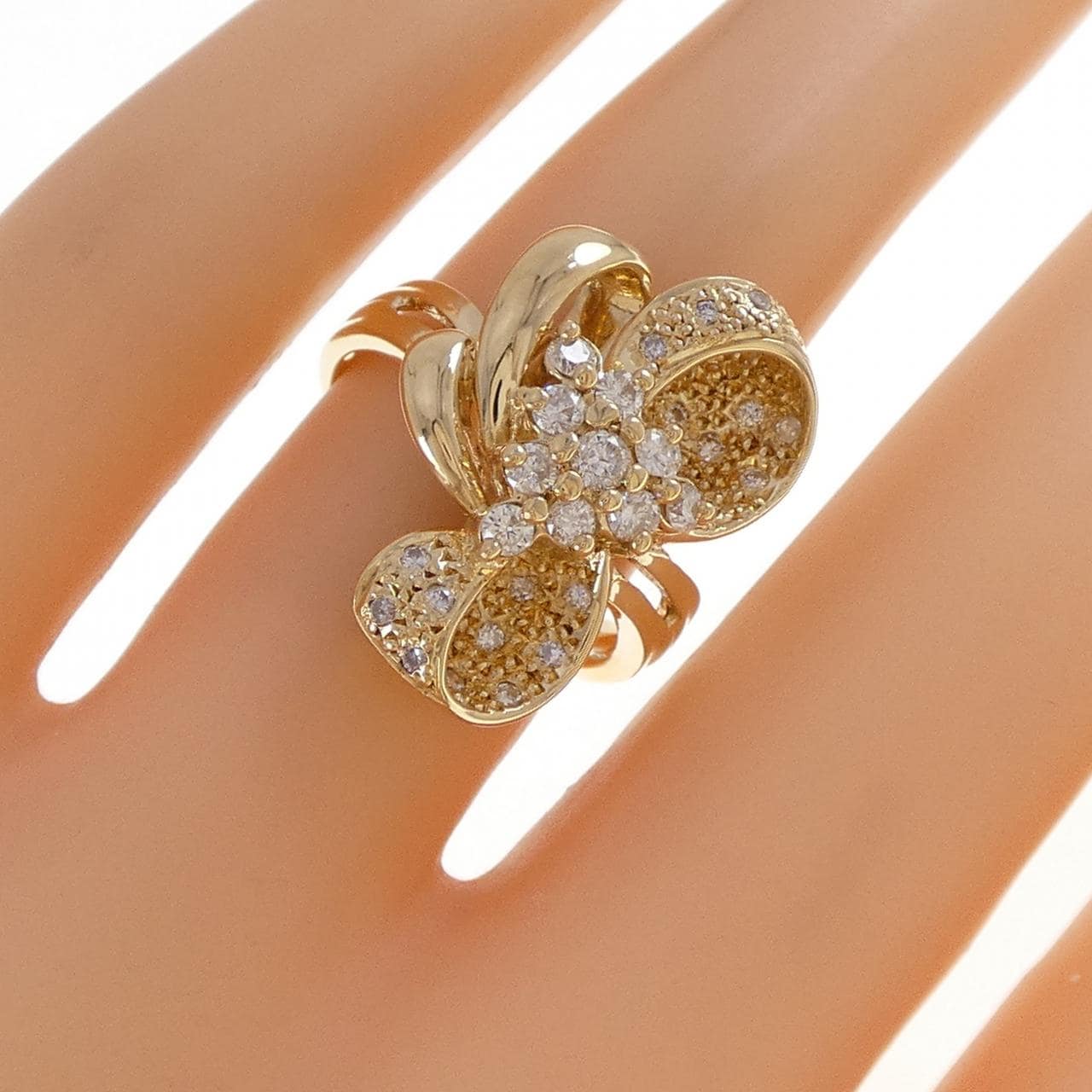 K18YG リボン ダイヤモンド リング 0.50CT