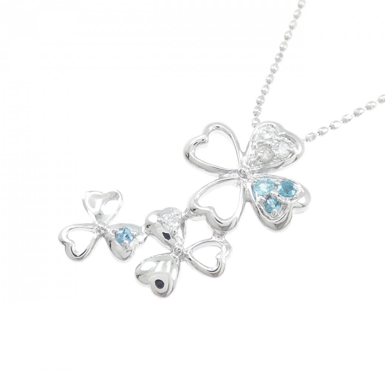 K18WG クローバー トルマリン ネックレス 0.05CT