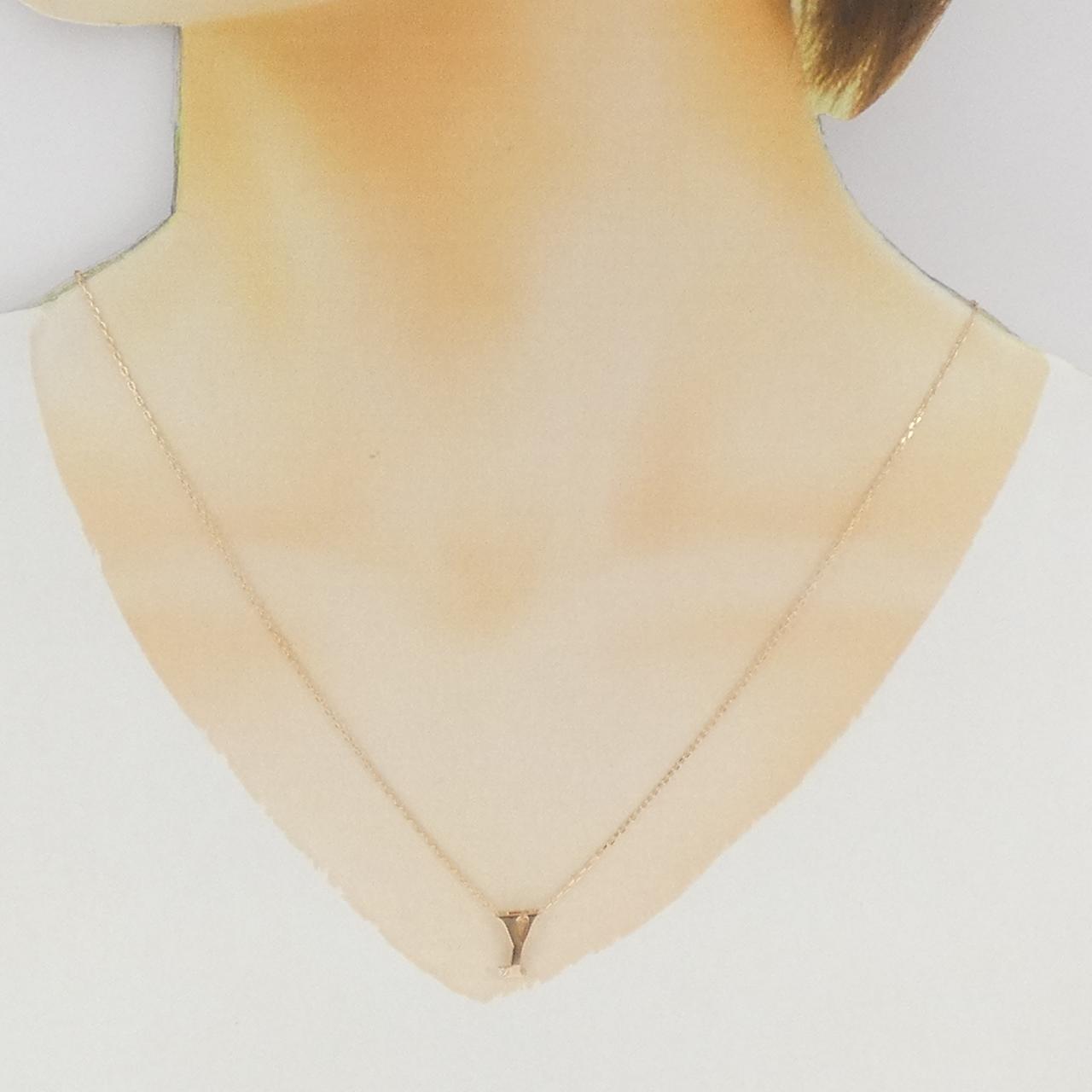 K18PG イニシャルY ダイヤモンド ネックレス 0.01CT