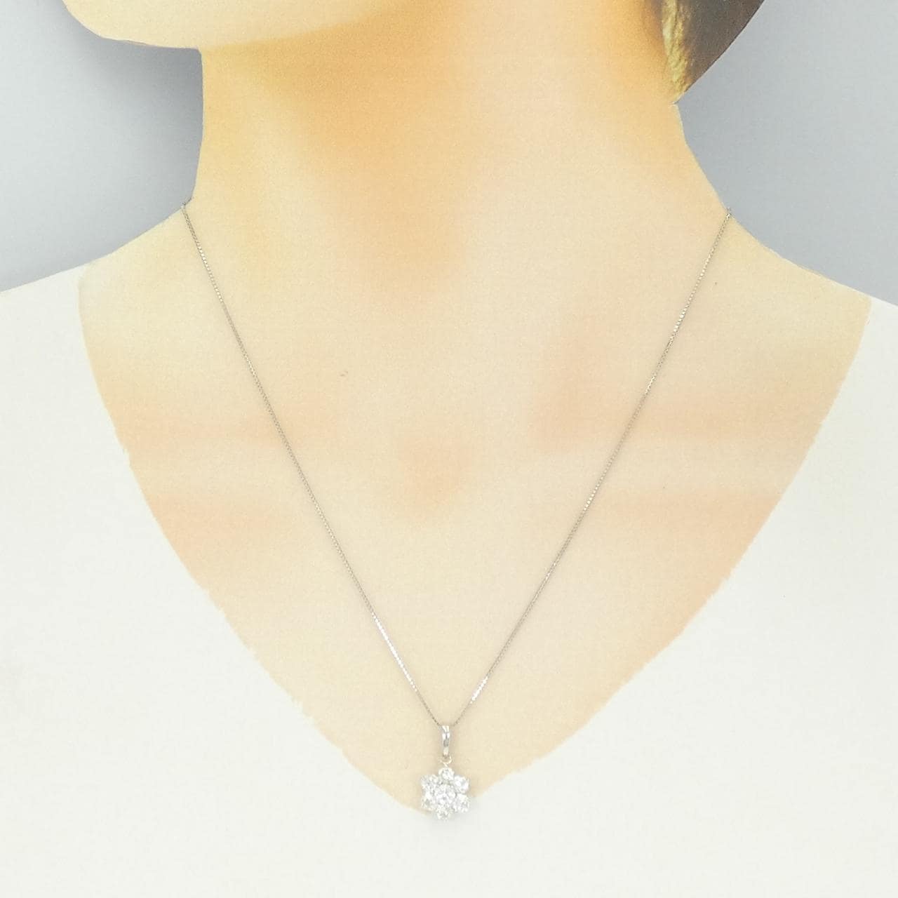 PT900/PT850 フラワー ダイヤモンド ネックレス 1.17CT