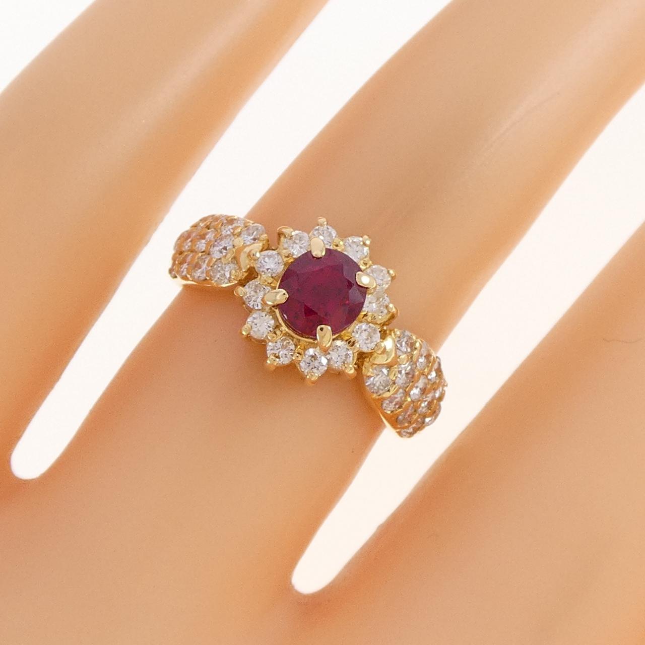 K18YG ルビー リング 0.82CT