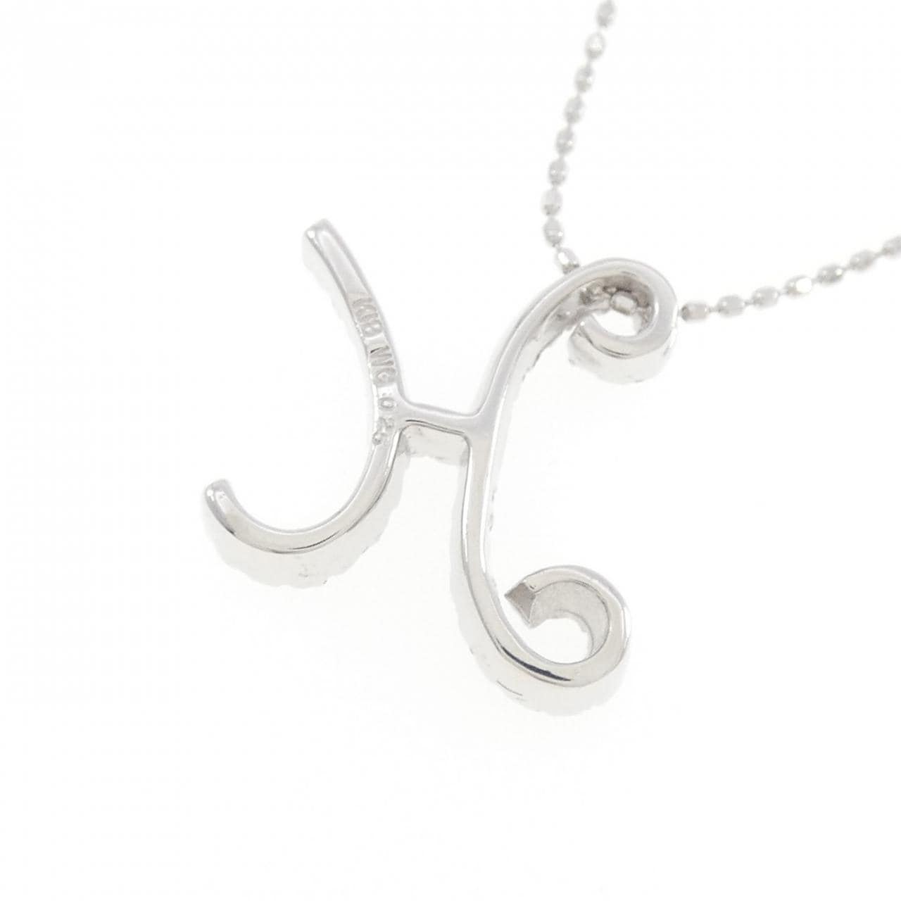 K18WG/750WG イニシャルH ダイヤモンド ネックレス 0.25CT