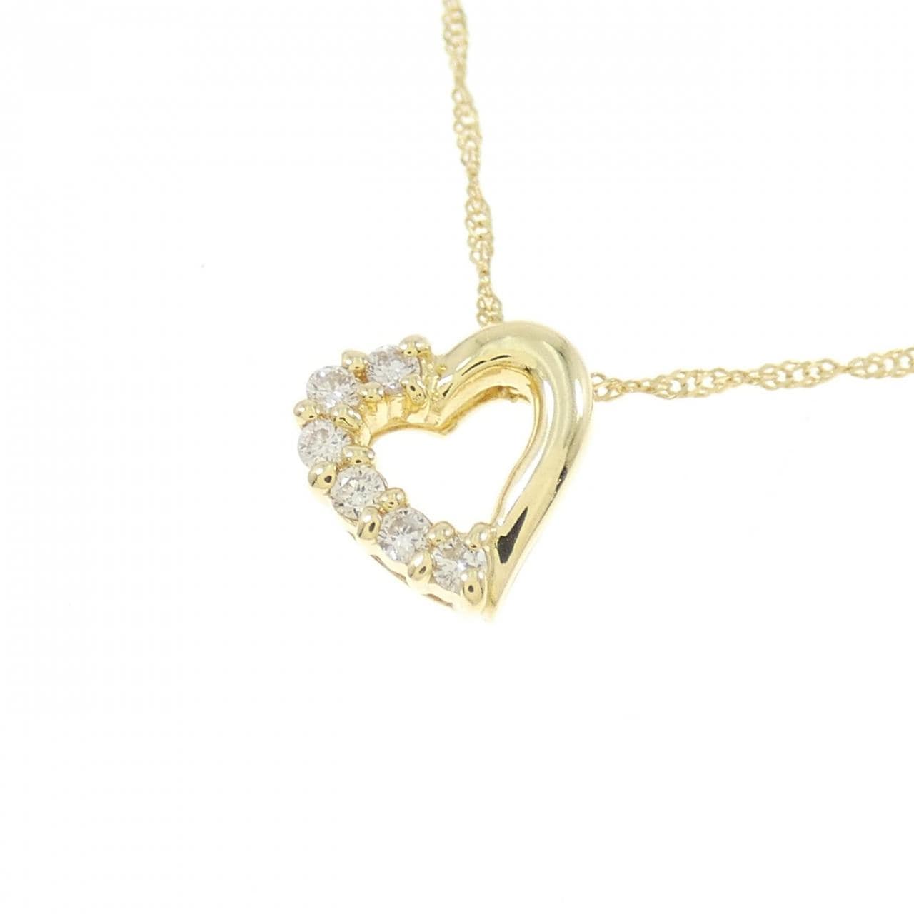 K18YG ハート ダイヤモンド ネックレス 0.09CT