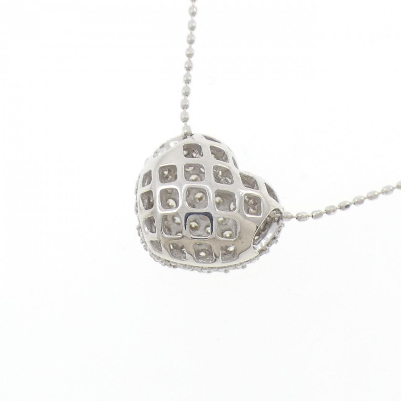 K18WG ハート パヴェ ダイヤモンド ネックレス 0.70CT