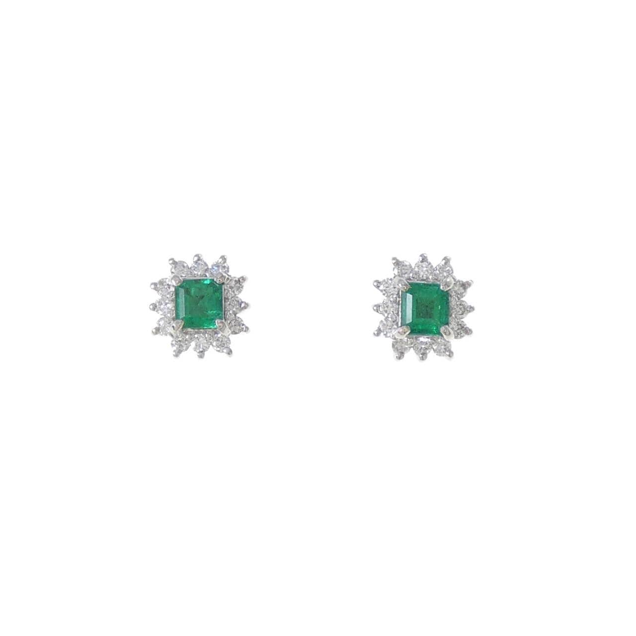PT900 Emerald Earrings 0.37CT