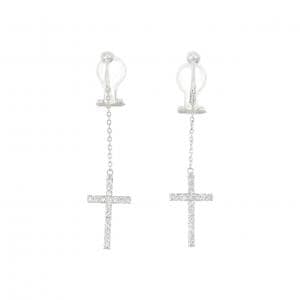 K18WG クロス ダイヤモンド イヤリング 0.40CT