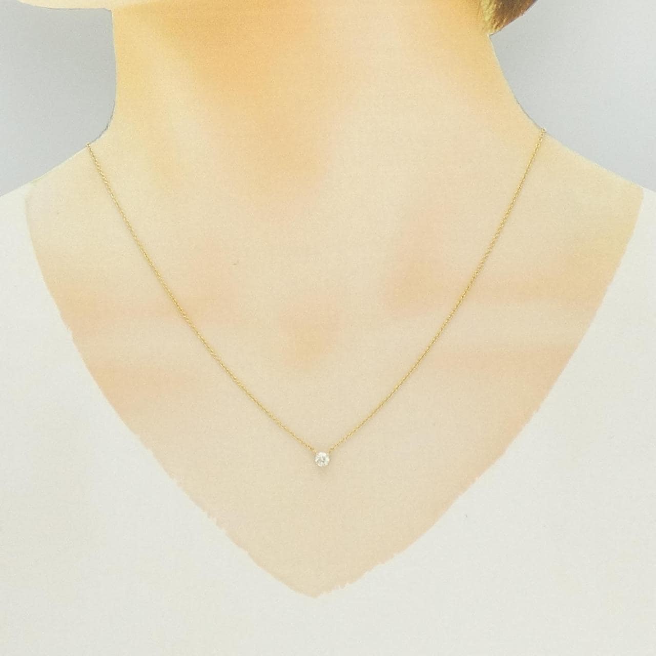 750YG ソリティア ダイヤモンド ネックレス