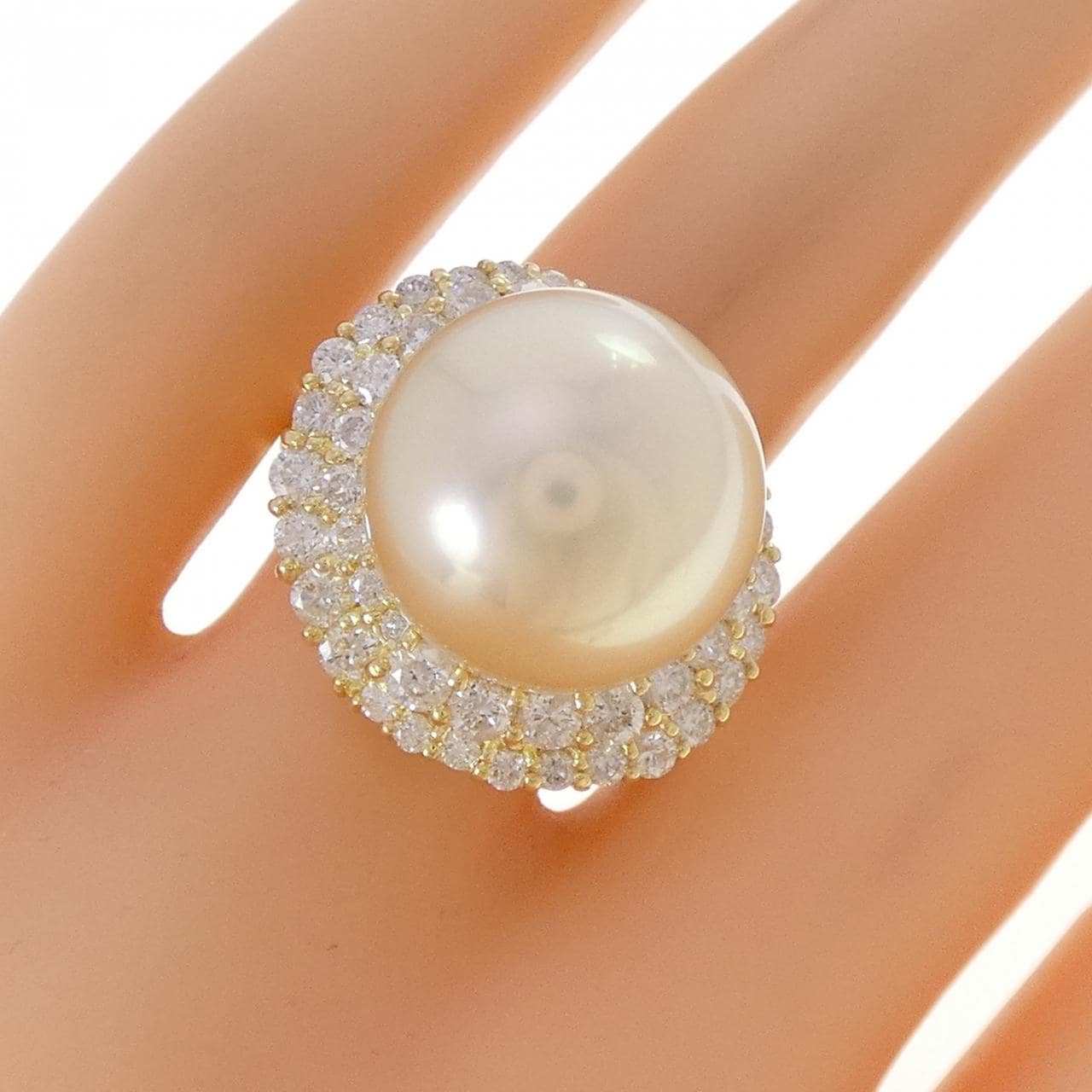 K18YG 白蝶パール リング 15.1mm