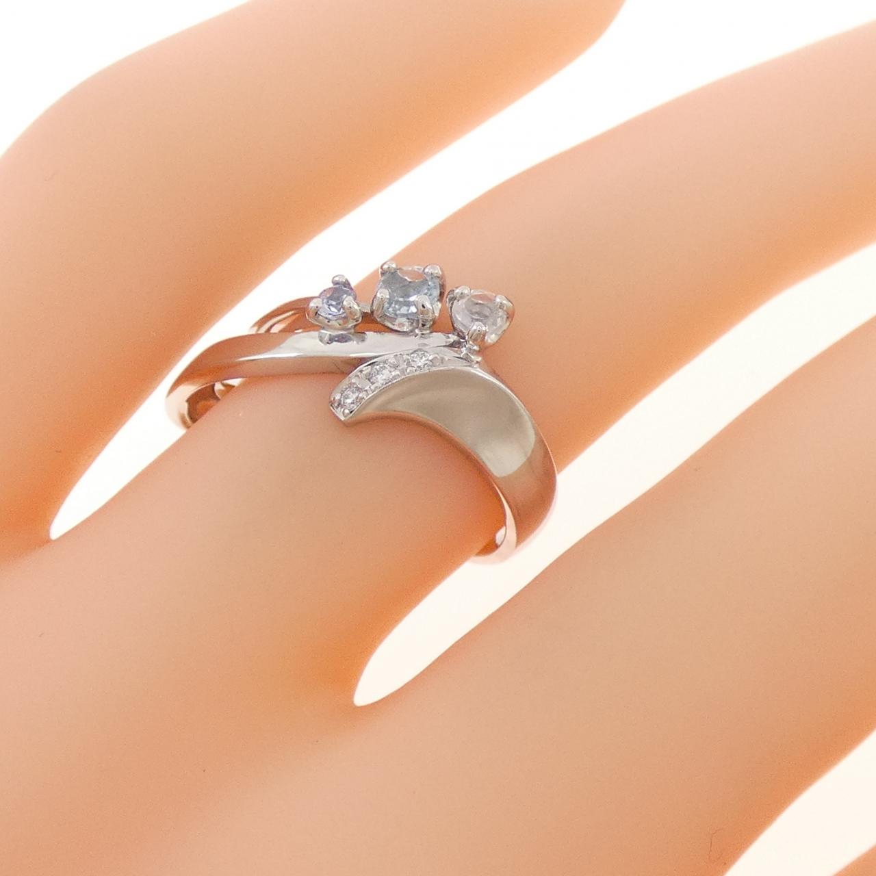 K18WG カラーストーン リング