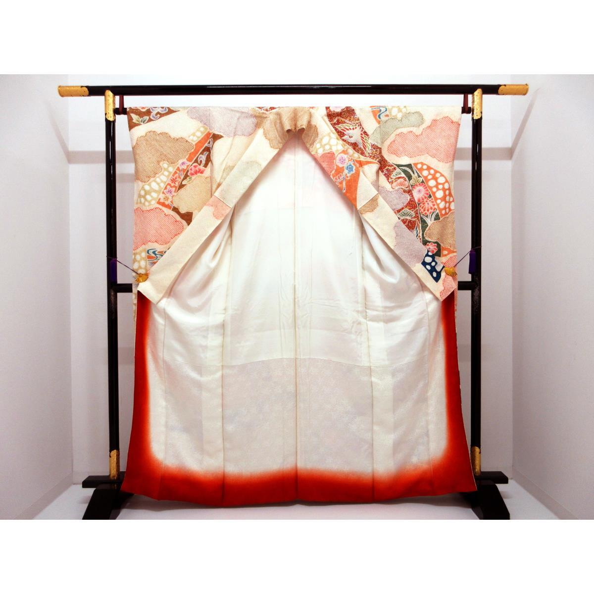 Furisode, all-over tie-dye, gold-leaf finish