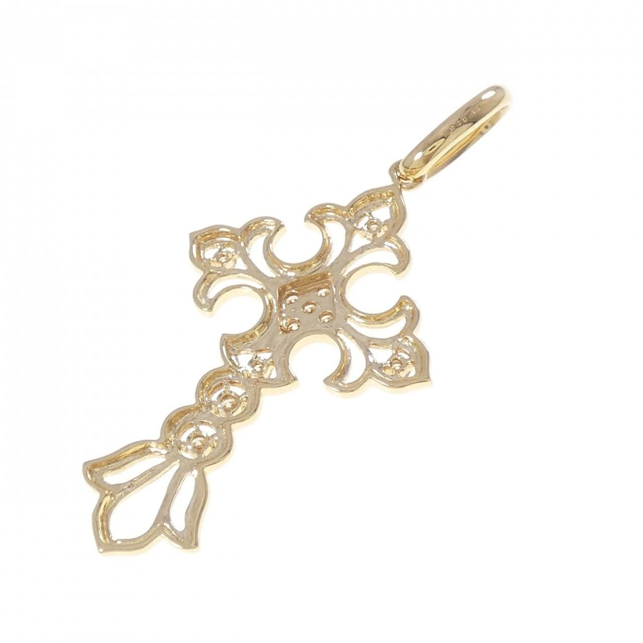 K18YG クロス ダイヤモンド ペンダント 0.23CT