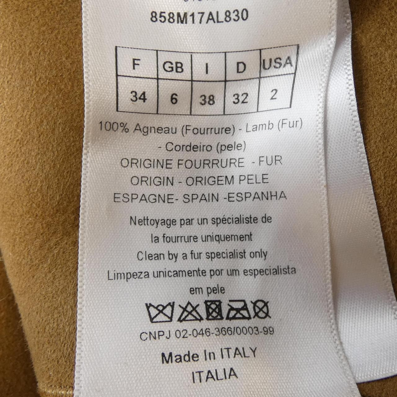 クリスチャンディオール CHRISTIAN DIOR 858M17AL830 ムートンコート