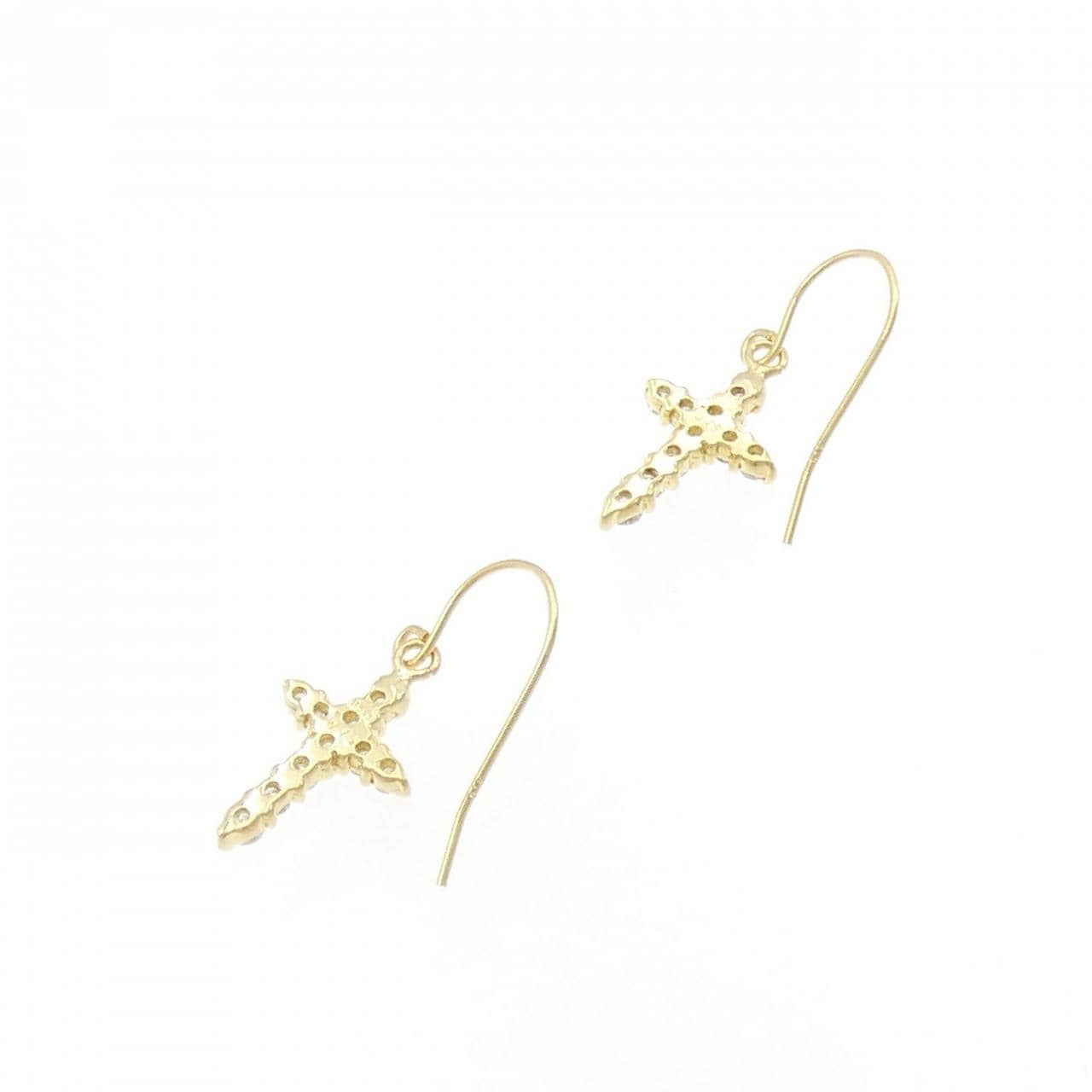 K18YG cross Diamond earrings 0.30CT