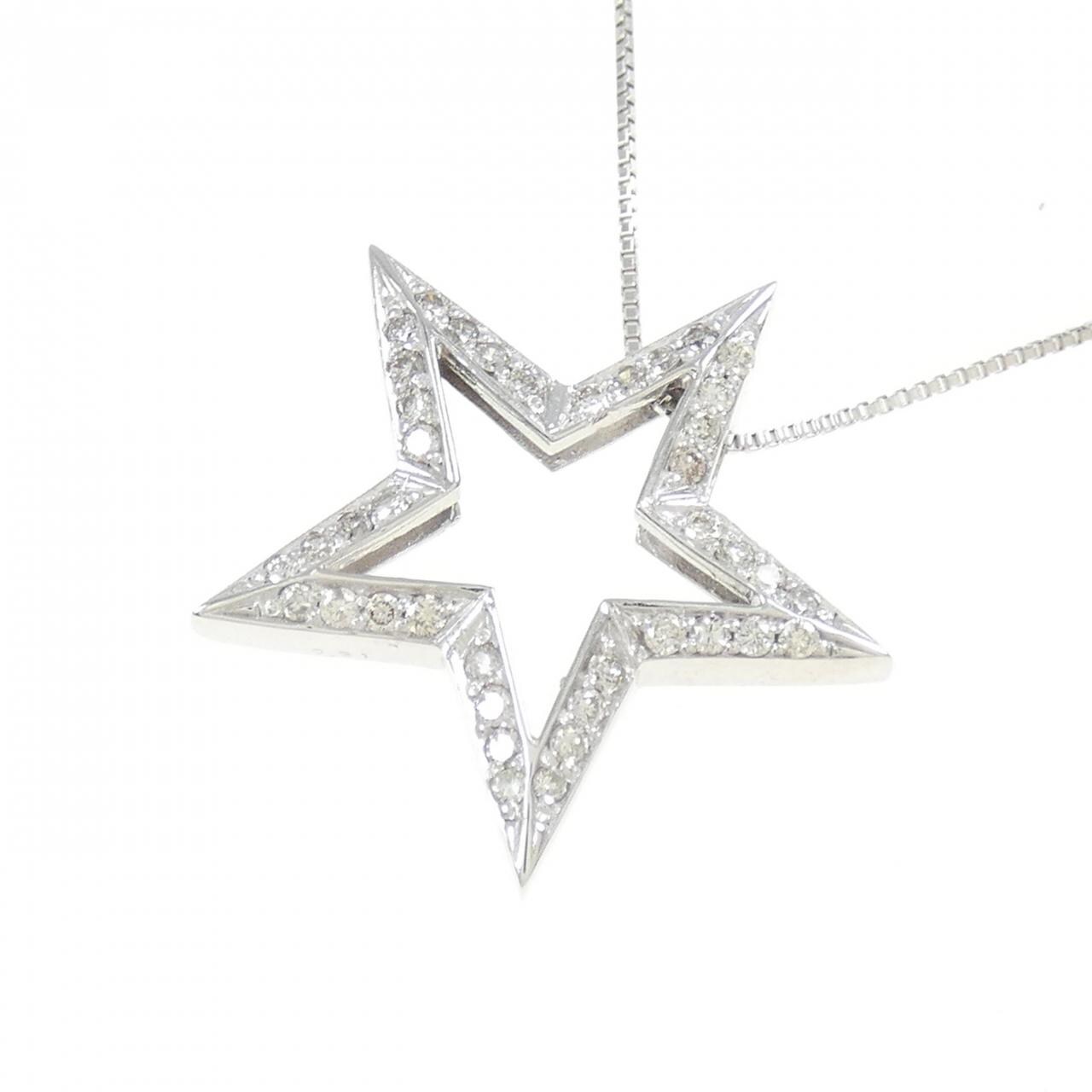 K18WG スター ダイヤモンド ネックレス 0.31CT