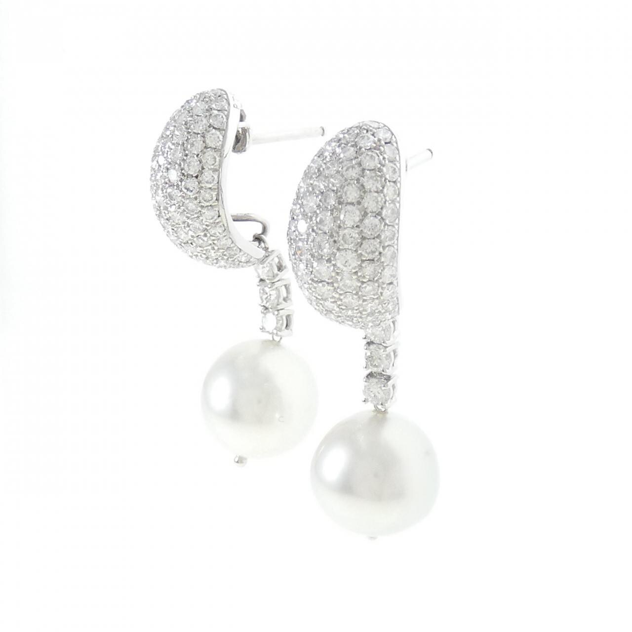 PT900/14KWG White Butterfly Pearl Earrings 11.2mm