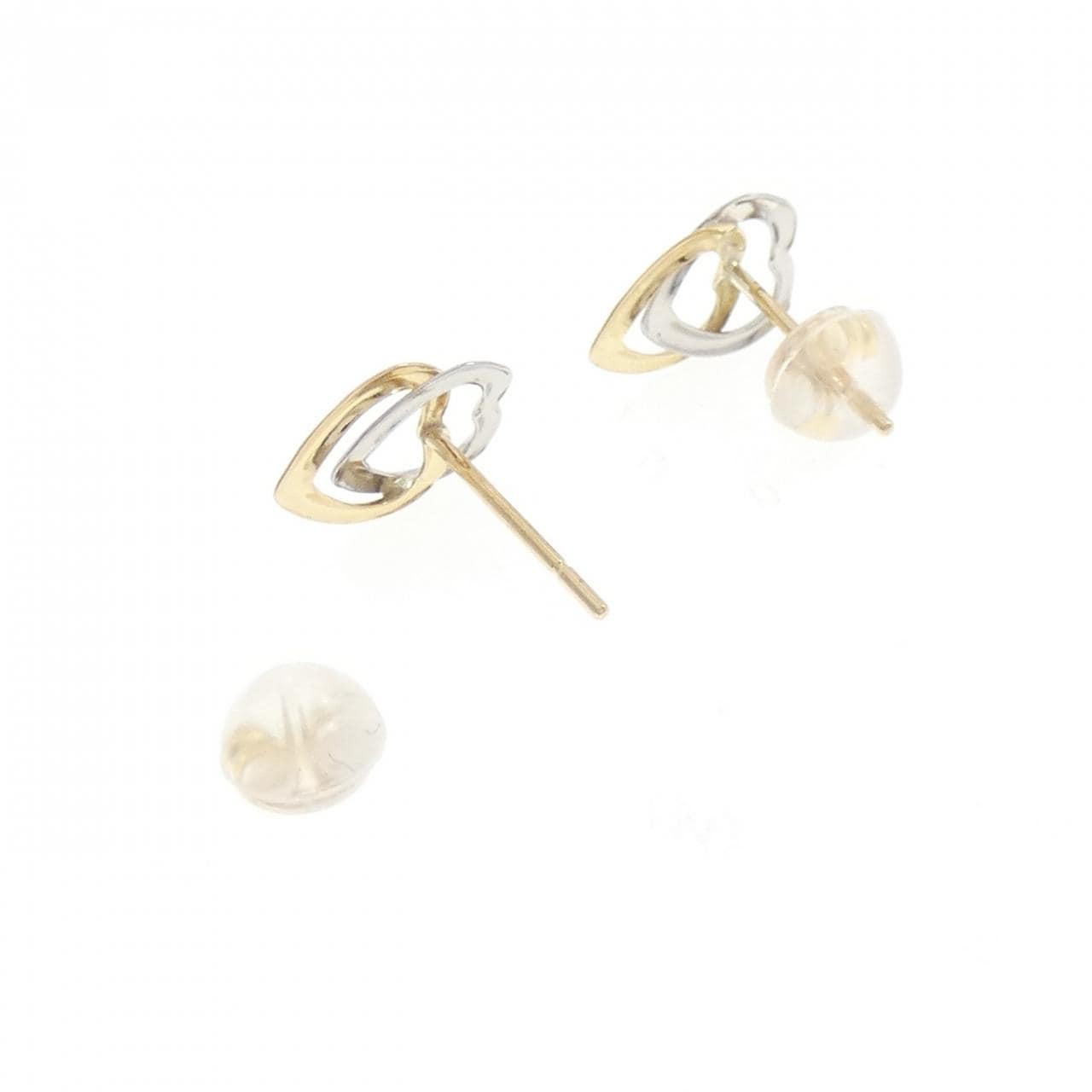 K18YG/PT850 ハート ピアス