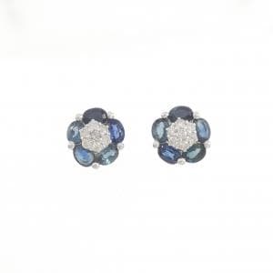 K18WG フラワー サファイヤ ピアス 2.52CT