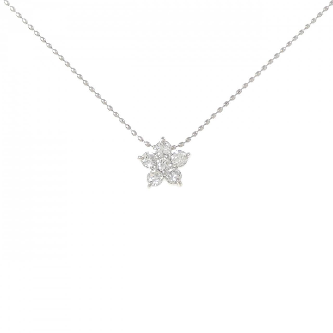 PT900/PT850 フラワー ダイヤモンド ネックレス 0.30CT