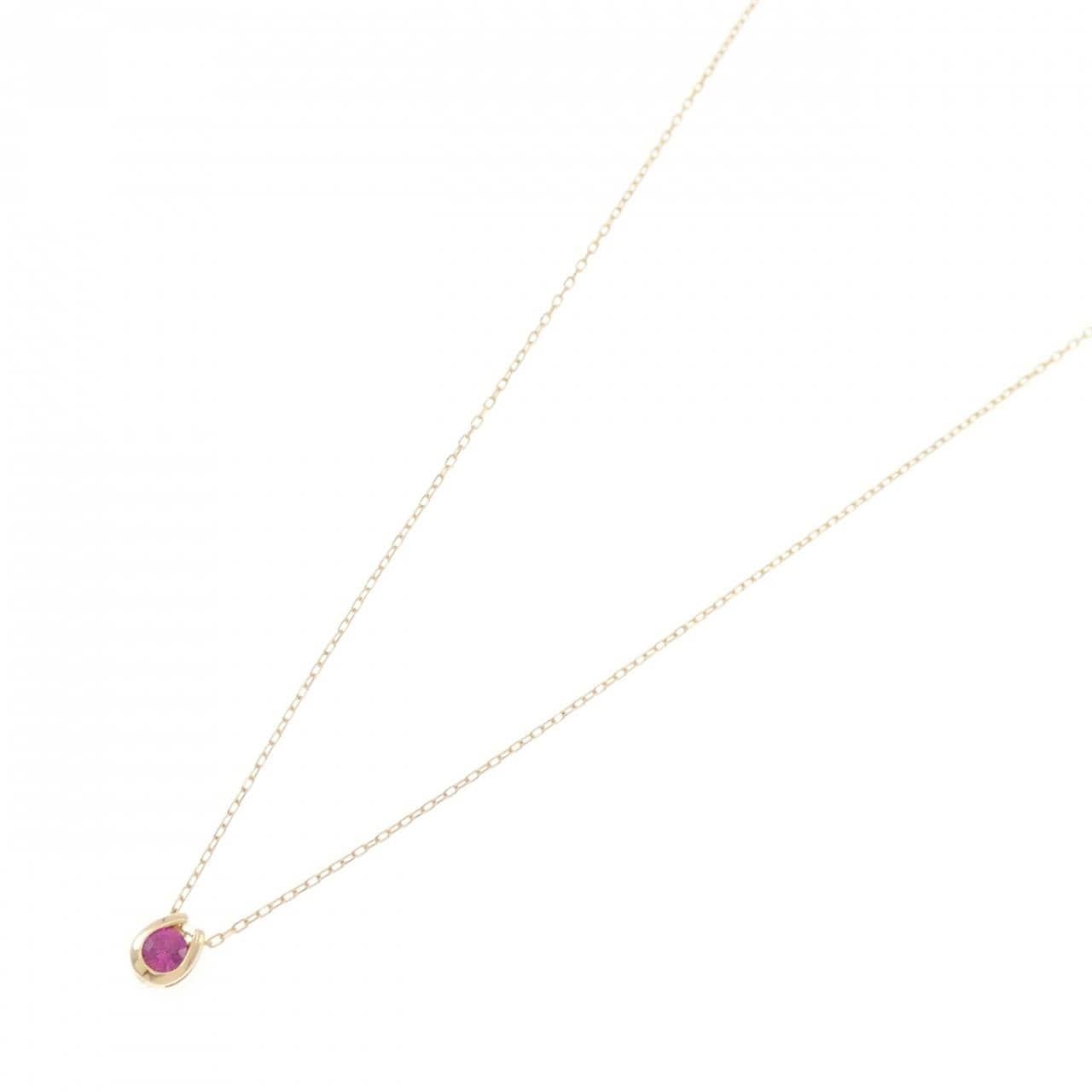 K18YG 合成ルビー ネックレス 0.15CT