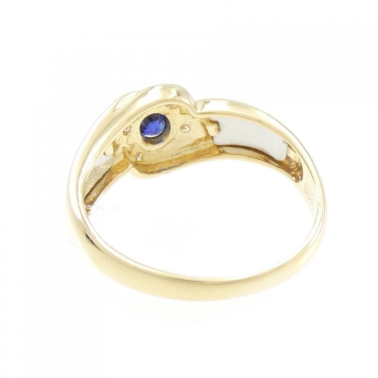 K18YG/PT900 サファイヤ リング 0.24CT