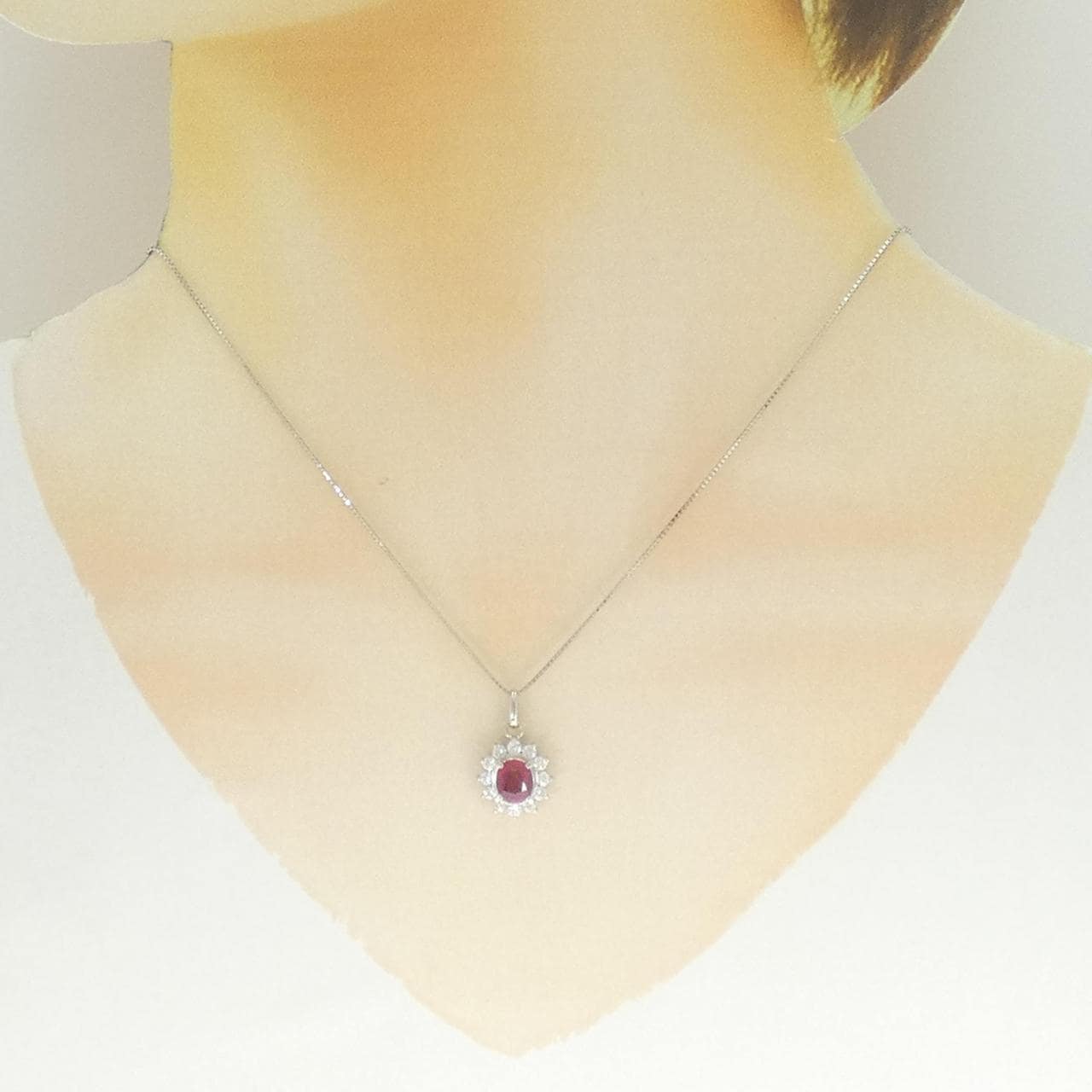 PT900/PT850 ルビー ネックレス 1.30CT