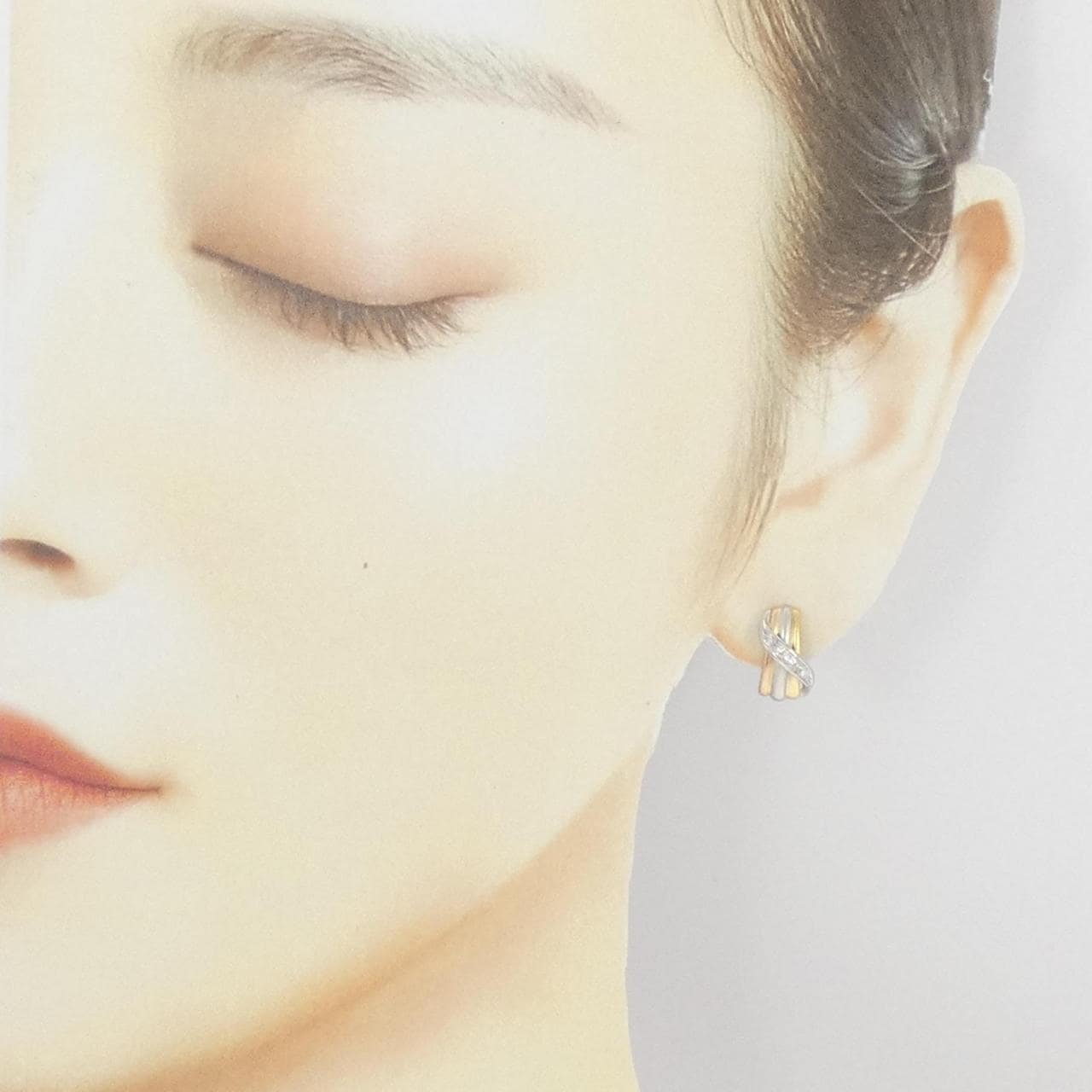 K18YG/PT/K18PG ダイヤモンド ピアス 0.06CT