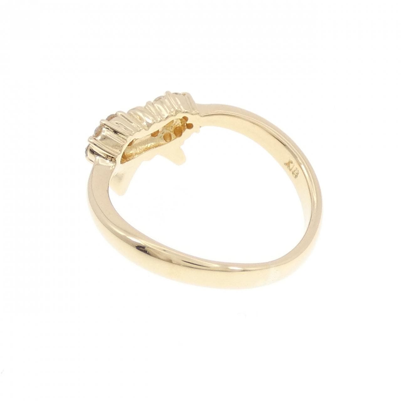 K18YG リボン ダイヤモンド ピンキー リング 0.09CT