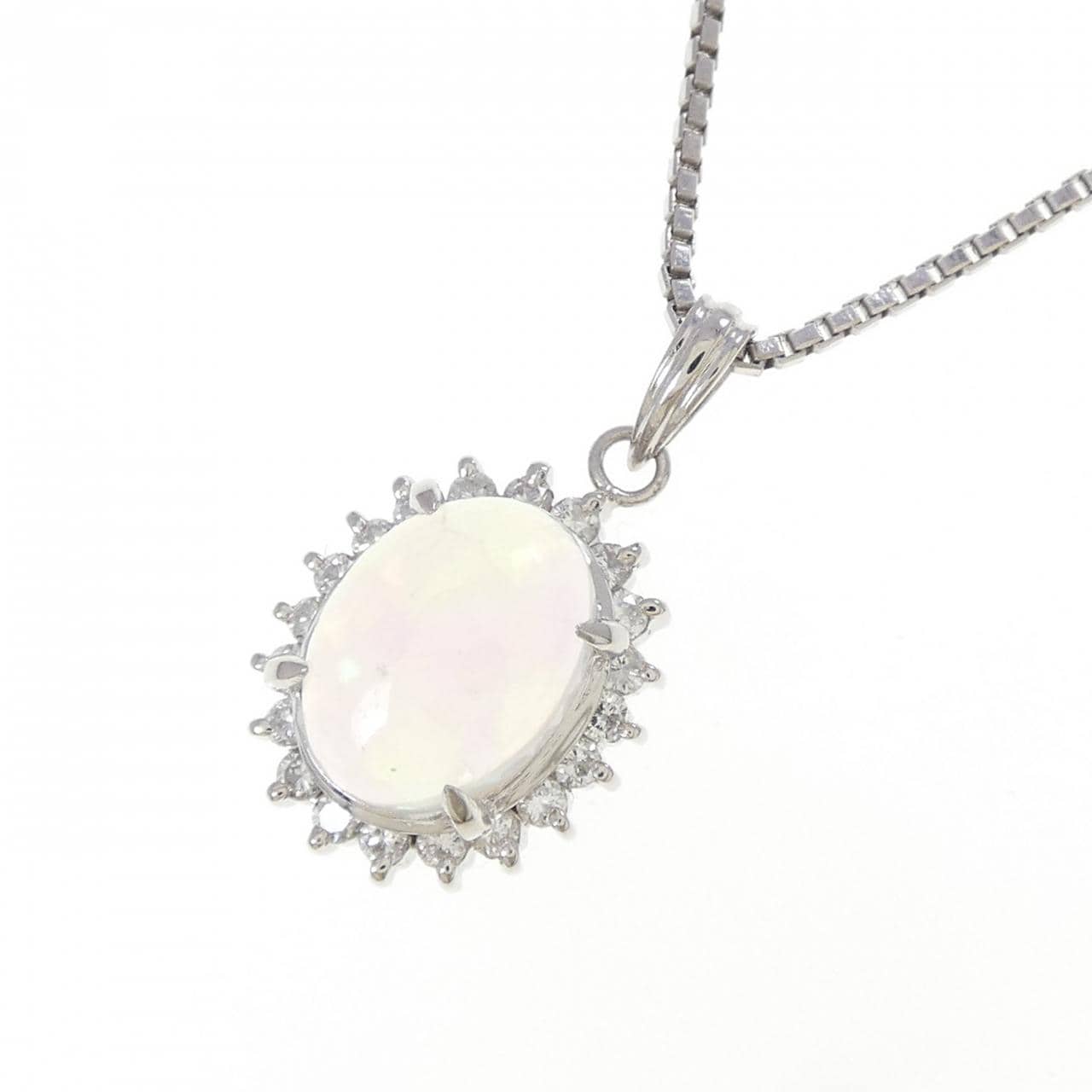 PT900/PT850 合成オパール ネックレス 1.24CT
