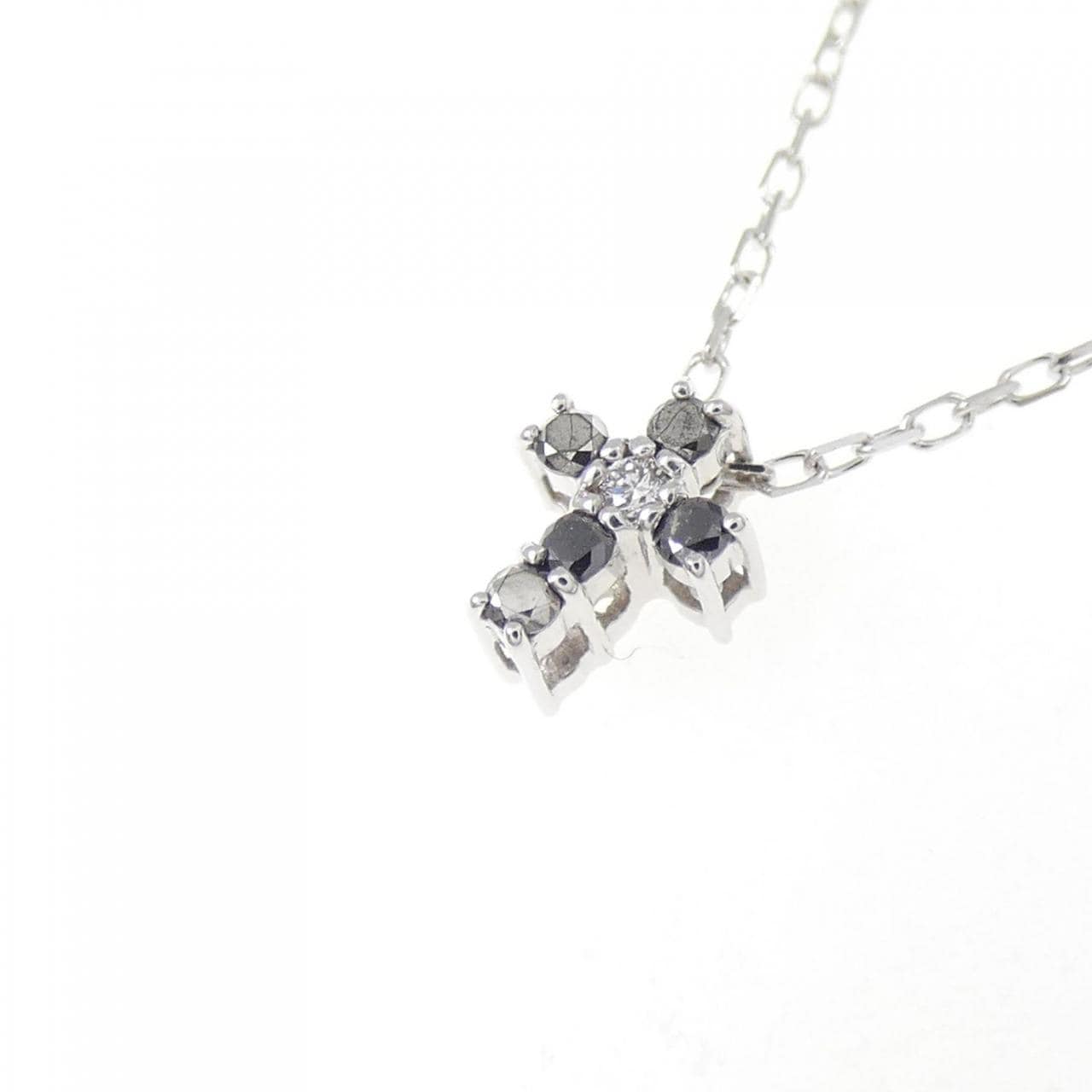 K18WG クロス ダイヤモンド ネックレス 0.06CT