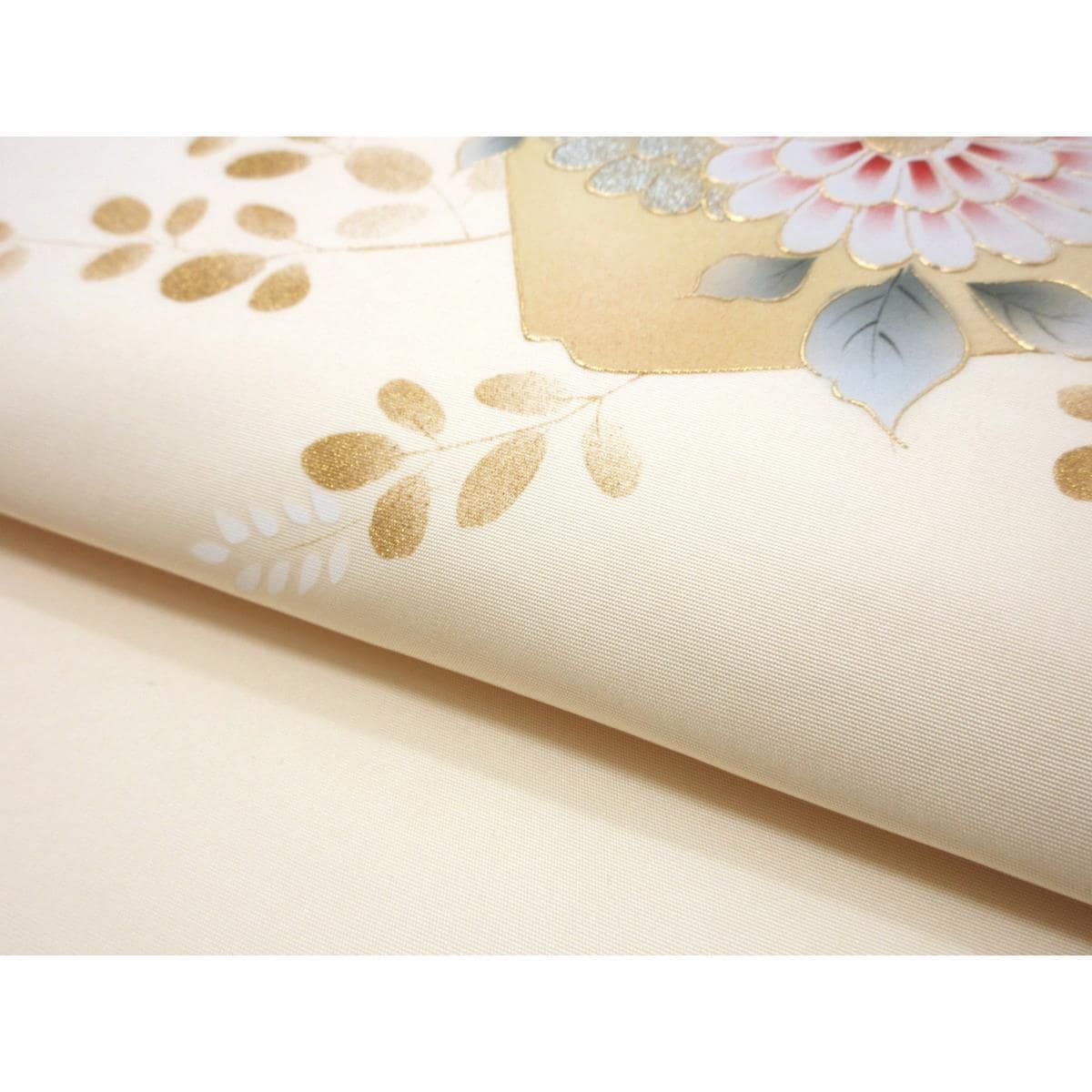 名古屋帯　塩瀬染帯　友禅金彩加工