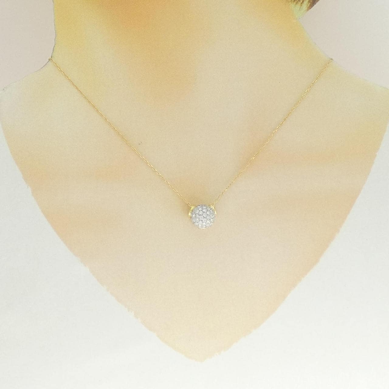 750YG/750WG/K18 パヴェ ダイヤモンド ネックレス