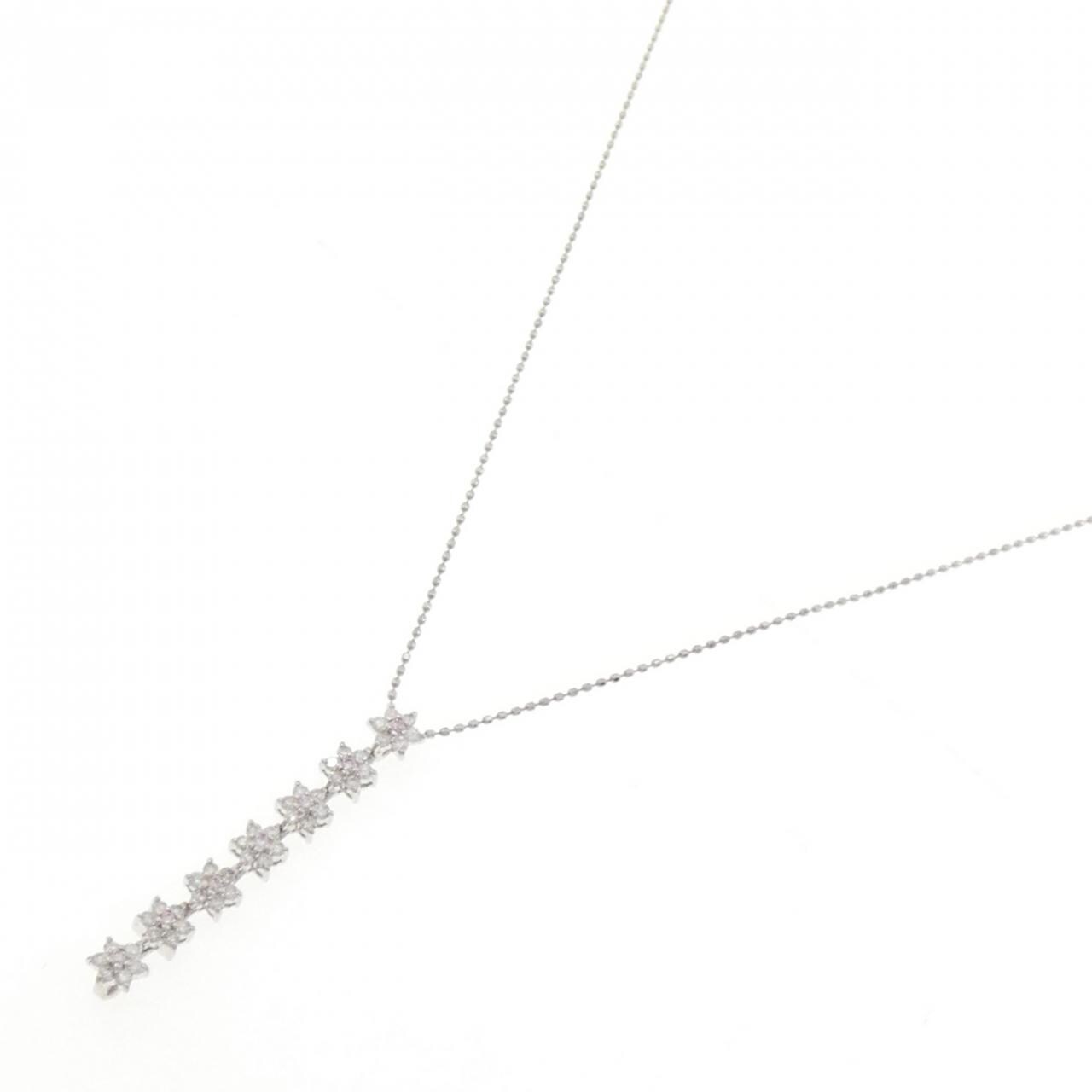 PT900/PT850 フラワー ダイヤモンド ネックレス 0.42CT