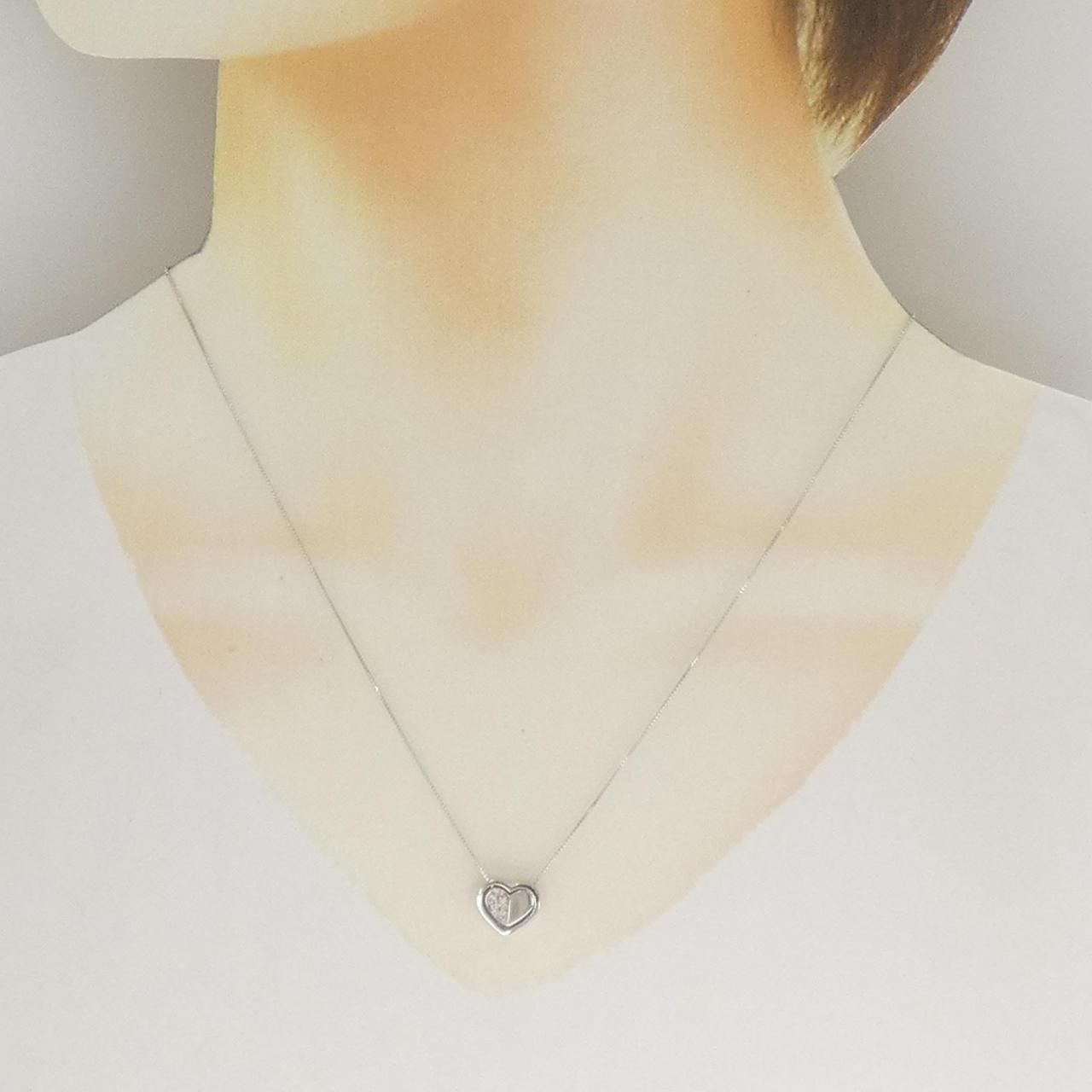 K18WG 2WAY ハート ダイヤモンド ネックレス 0.05CT