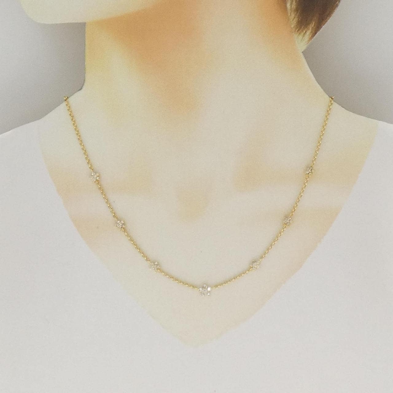 K18YG フラワー ダイヤモンド ネックレス 0.78CT