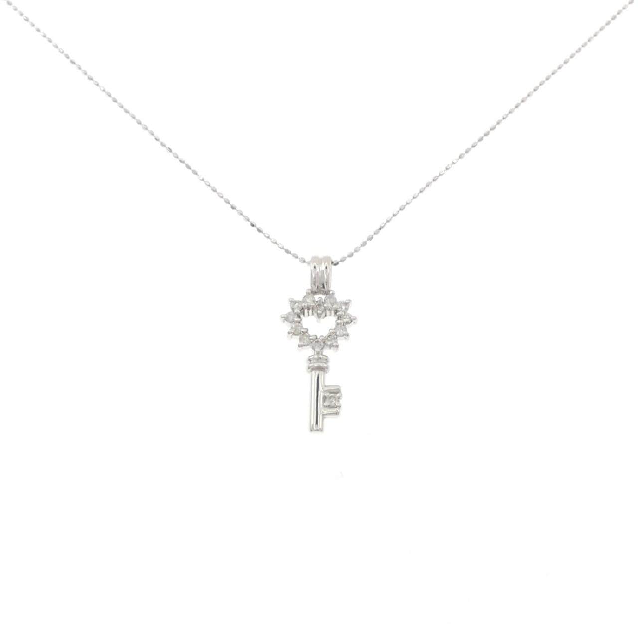 K18WG ハート×キー ダイヤモンド ネックレス 0.26CT