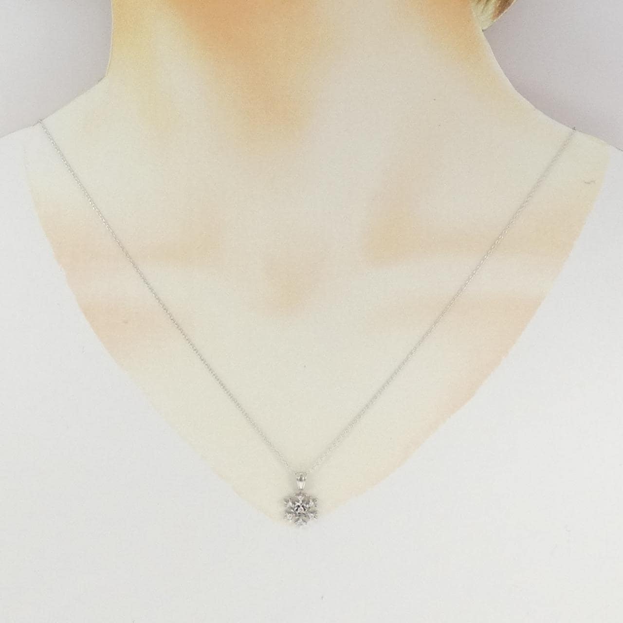 K18WG スノーフレーク ダイヤモンド ネックレス 0.05CT