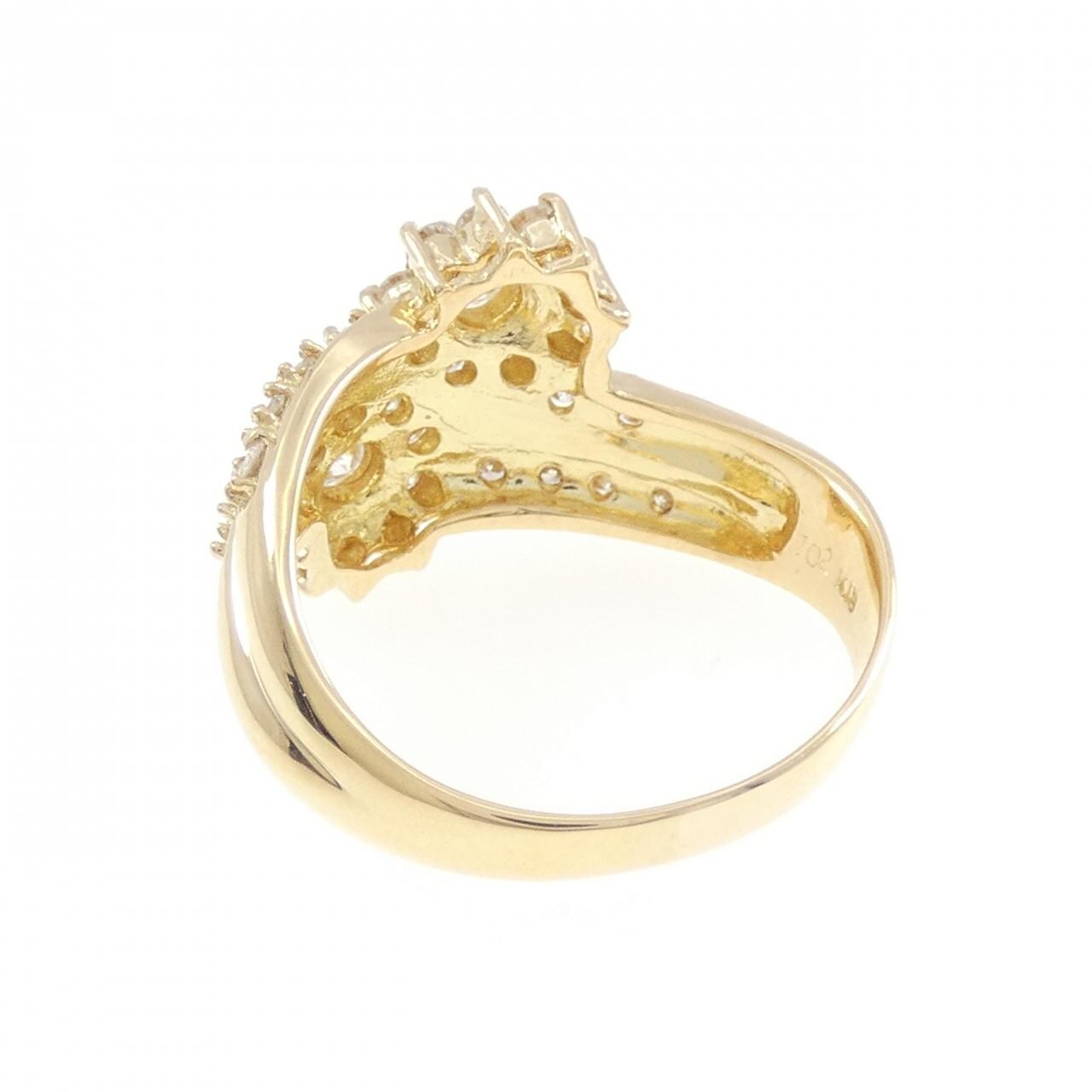 K18YG フラワー ダイヤモンド リング 1.02CT