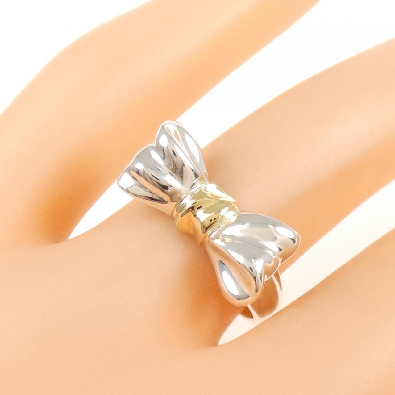 Tiffany & Co RARE Silver 18K Heart Bow Ribbon Ring Size 5! | eBay